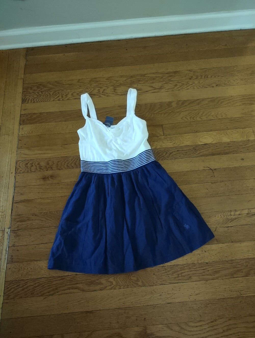 abercrombie nwt deadstock navy white striped dress nautical fisherman small y2k